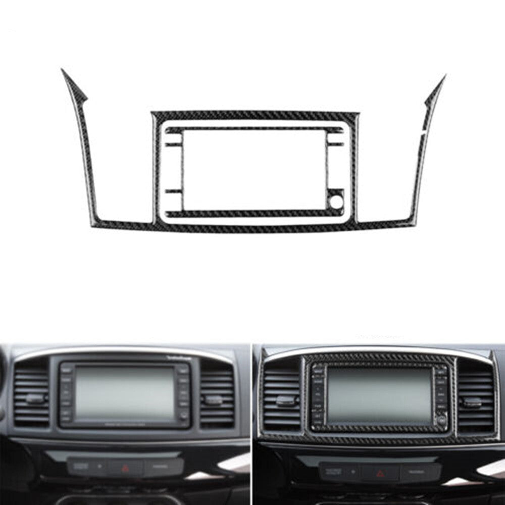 Carbon Fiber Navigation Control Panel Cover Trim for Mitsubishi Lancer 2008-2015