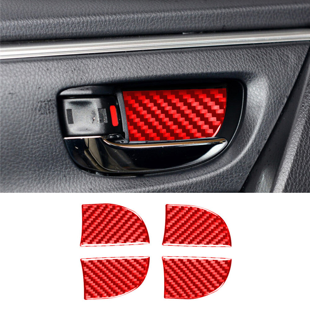 4¡Á Red Carbon Fiber Interior Door Handle Bowl Cover For T@yota for Corolla 2014-2018