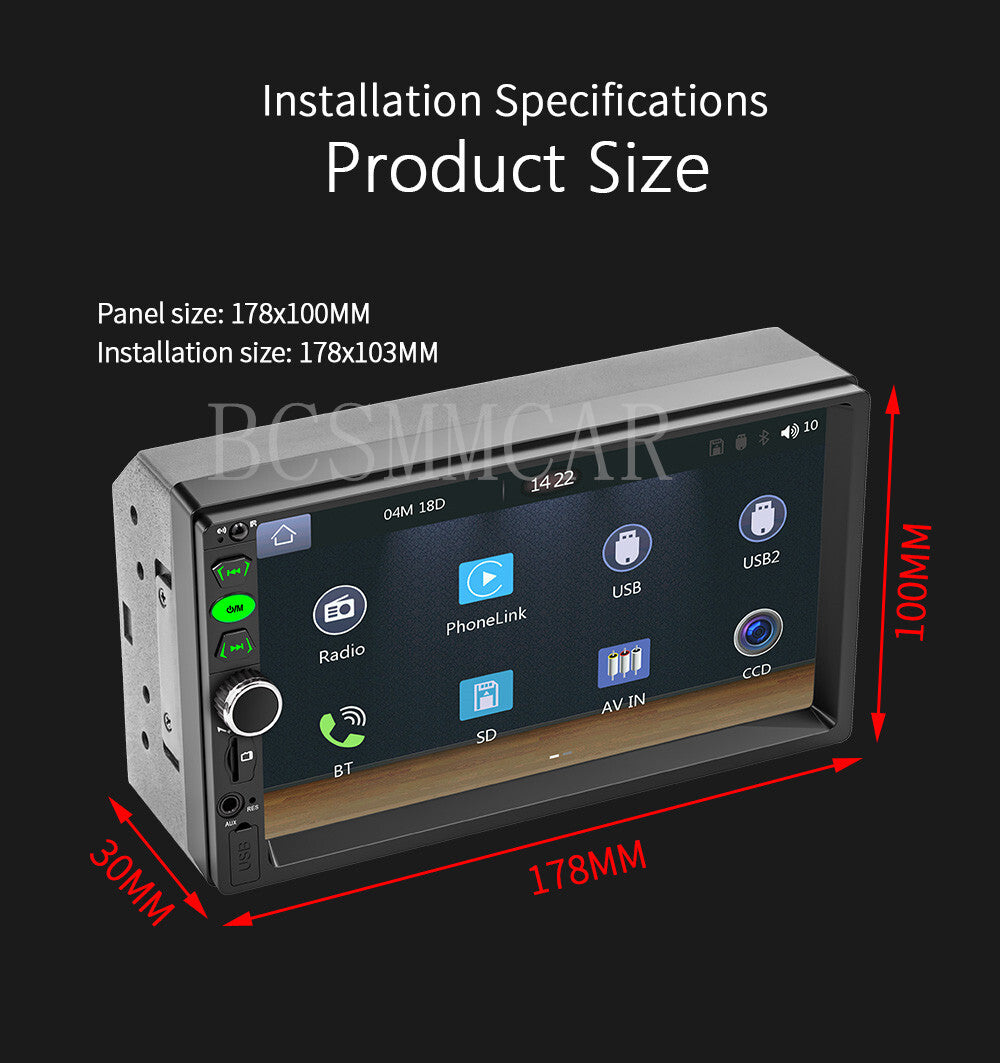 2DIN Car Stereo Radio Touch Screen Bluetooth MP5 Player W/Cam For Apple Carplay