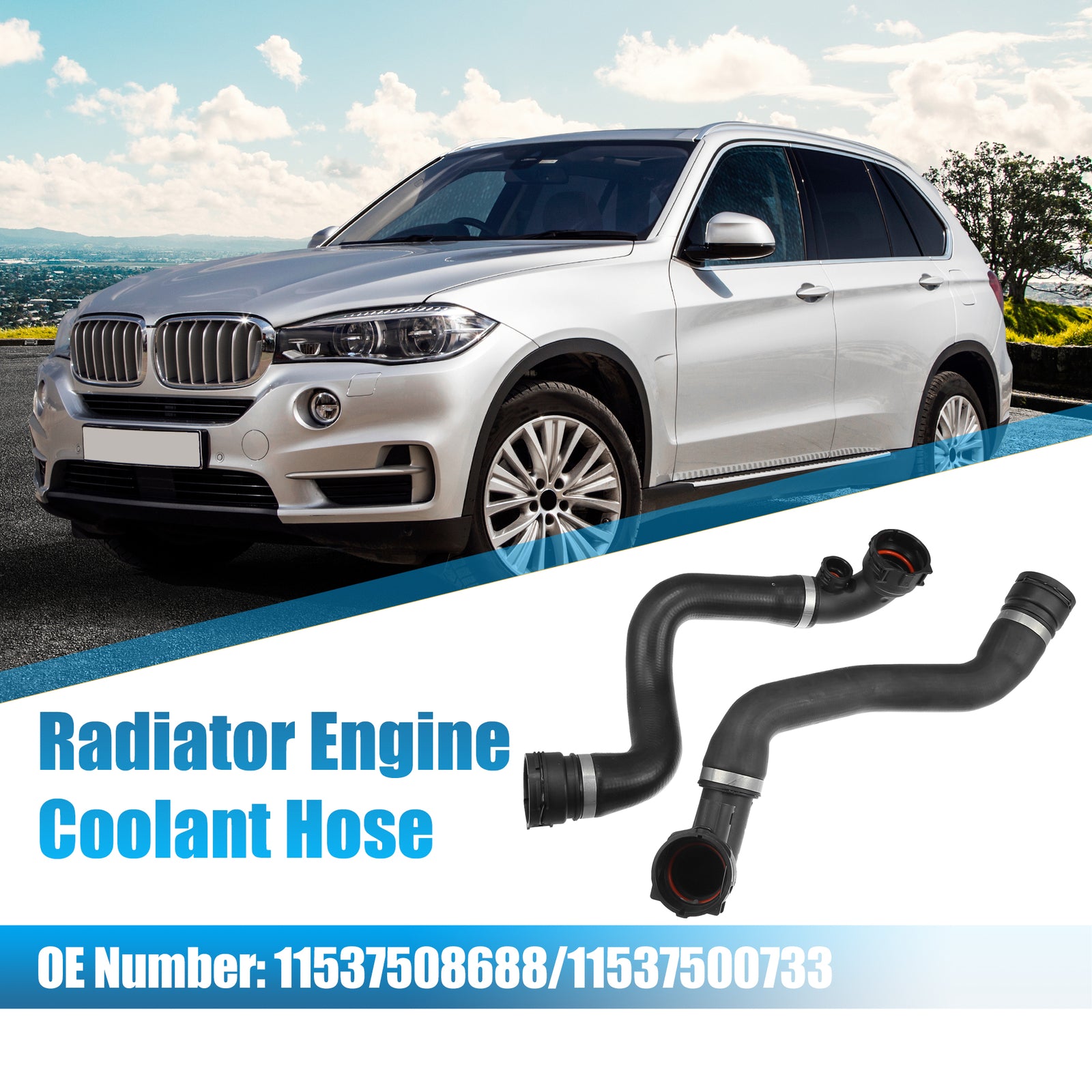 1 Set Upper and Lower Radiator Coolant Water Hose for BMW X5 No.11537508688
