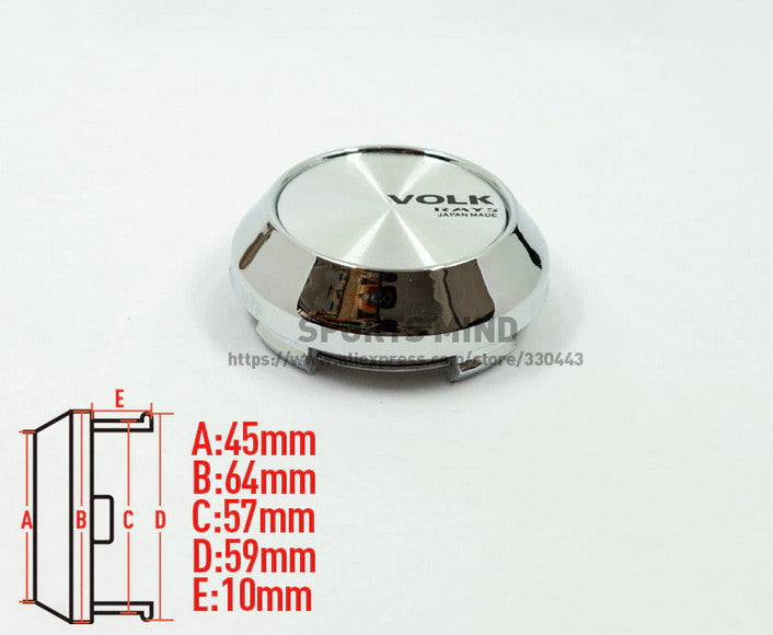 Brand New 4-Piece 64mm Volk Rays Wheel Caps, Wheel Center Caps, Badges, Chrome TE37