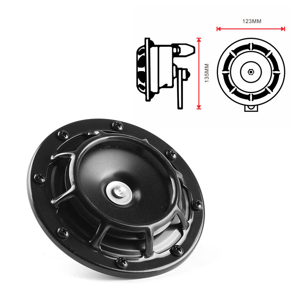 Black Super Loud Blast Tone Grill Mount 12v Electric Compact Car Horn 335/400HZ