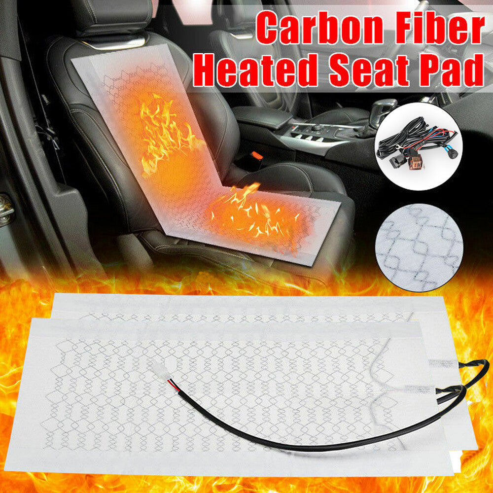 Universal carbon fiber heated for seat heater kit for car cushions with high/low round switch