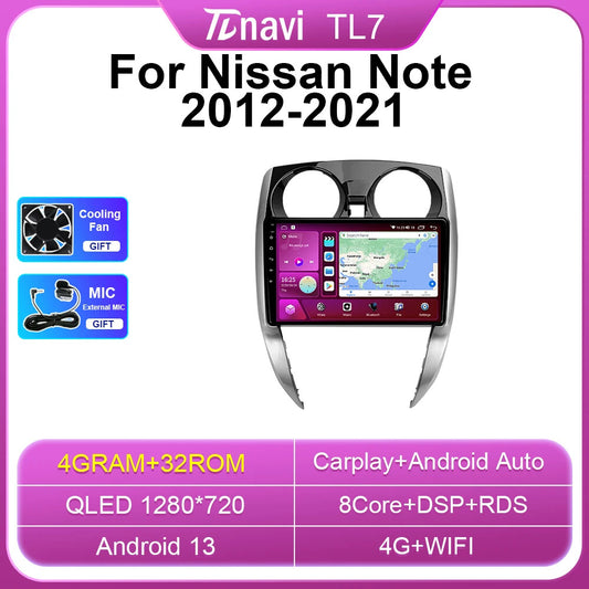 for Nissan Note 2012-2021 Android Car Radio Stereo GPS Multimedia Video Player