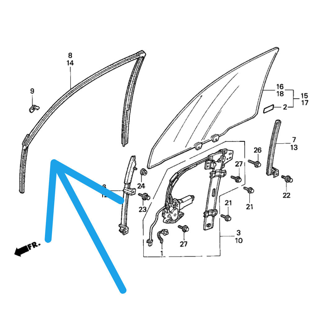4-piece set for 2015-2020 for Honda Fit door glass running channel weather window seals