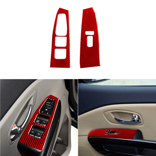 Red Carbon Fiber Front Door Control With Folding Trim Cover for KIA Sedona 15-16