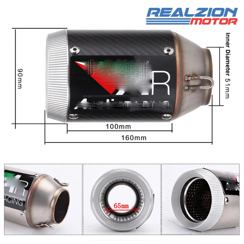 51mm Exhaust Muffler Tailpipe For NINJA400 for Yamaha R1 R3 R6 Z900 CBR600 ADV750