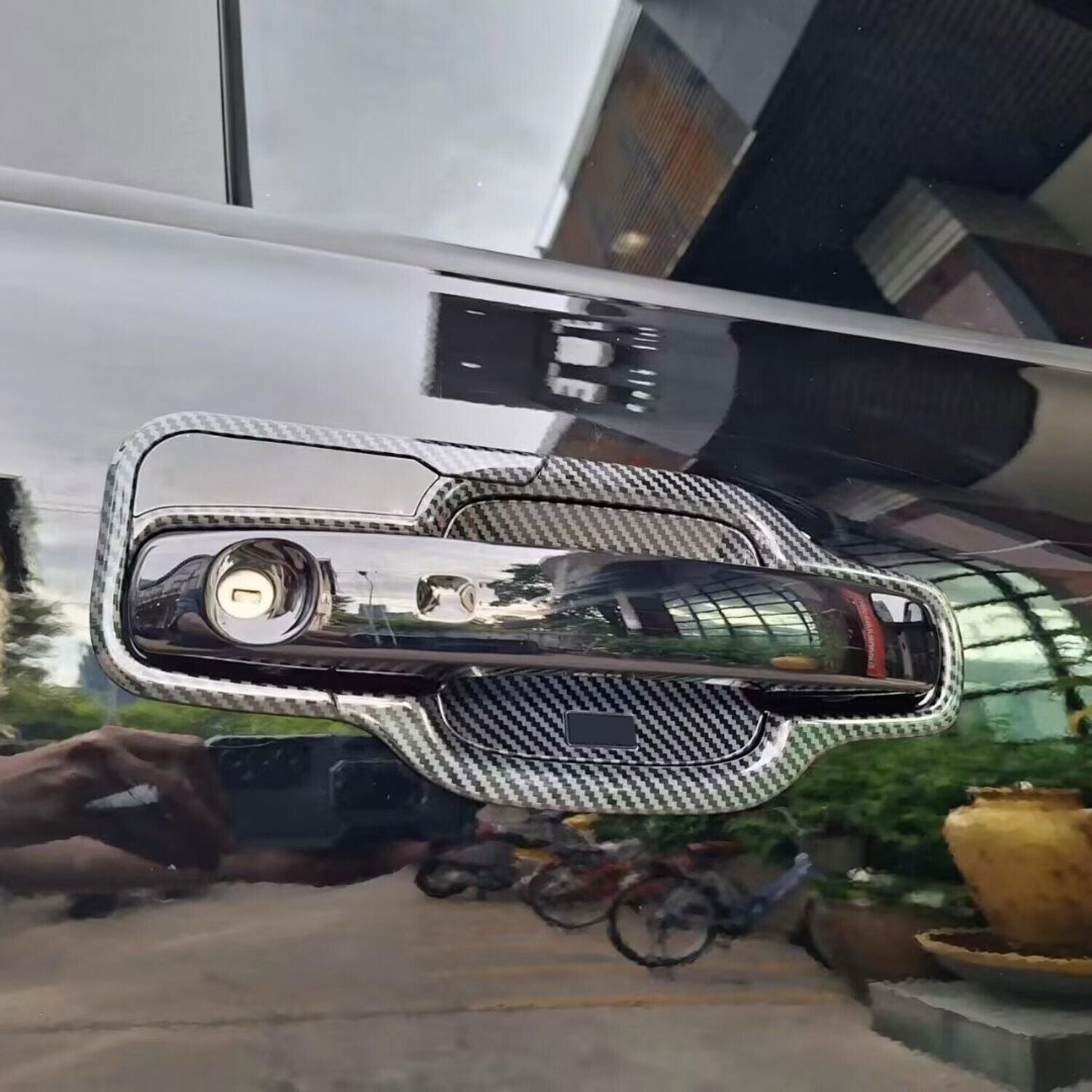 for Ford Ranger 2024 2025 Carbon Fiber Look Side Door Handle Bowl Cover Trim 8X