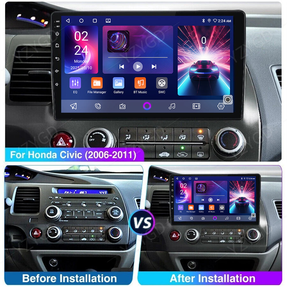 for Honda for Civic 2006-2011 Android Auto CarPlay Car Radio Stereo Wifi GPS Screen