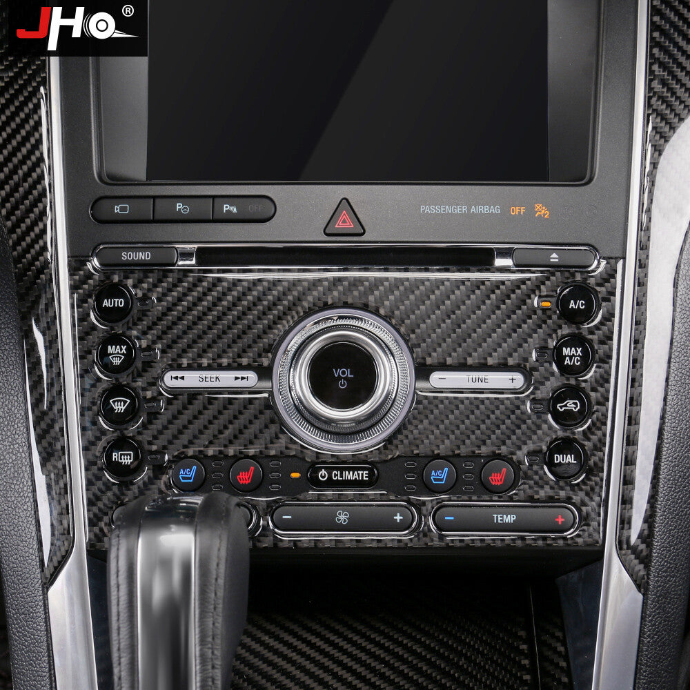 Car Real Carbon Fiber Central Control Button Frame Cover Decor for Ford Explorer