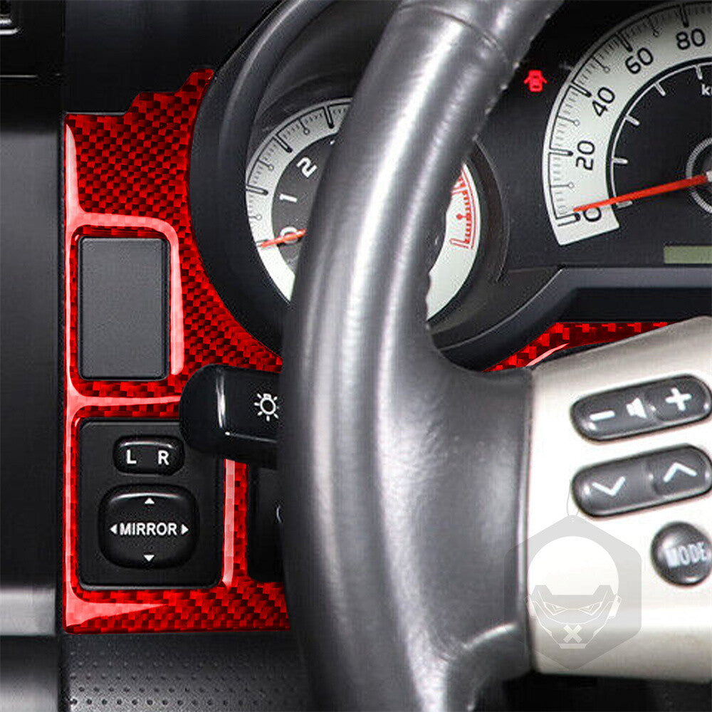 For Toyot@ FJ Cruiser 2007-21Red Carbon Fiber Dashboard Speedometer Lower Trim¡Á3