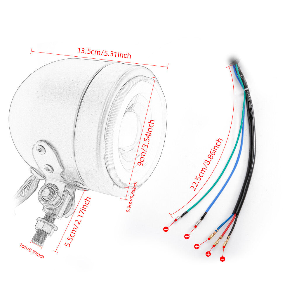 Motorcycle LED headlights, fog lights, angel eyes, Bobber Chopper racing lights