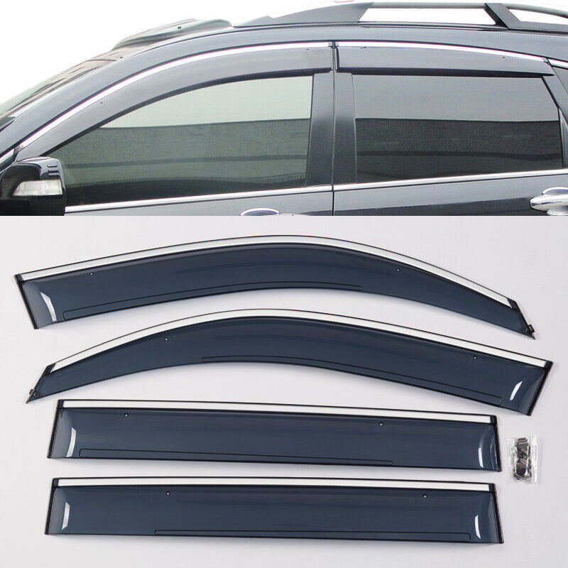 Window Visor Sun Rain Deflector W/Stainless Steel Trim for Honda CRV 2017-2022