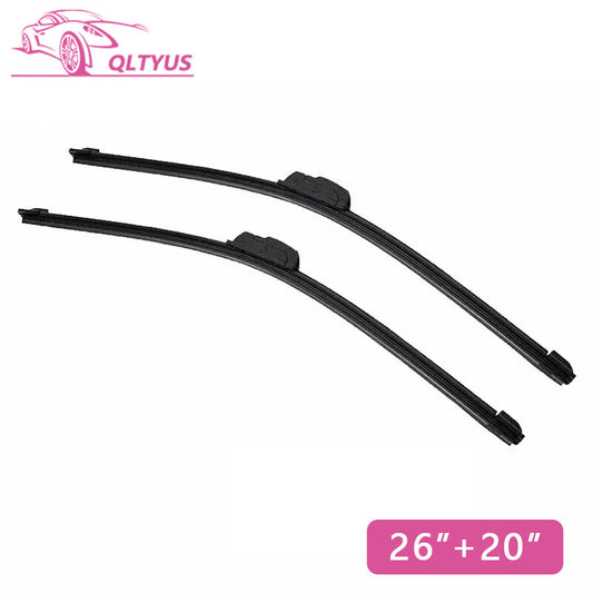 26 +20 Front Windshield Wiper Blades J-hook Bracketless Frameless All-Seasons