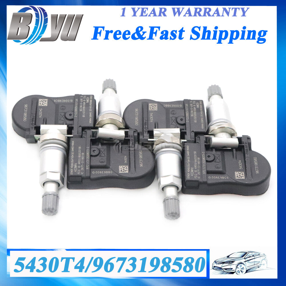 4Pcs TPMS 5430T4 9673198580 for Peugeot 207 307 for Citroen C4 Tire Pressure Sensor