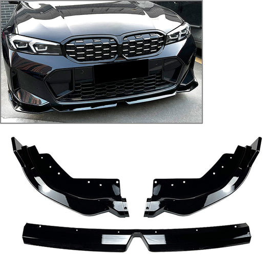 Front Bumper Lip Spoiler Black for BMW 3 Series G20 LCI M Sport 320i 325i 2023+