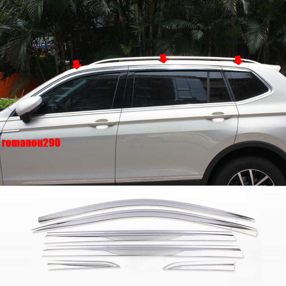 for VW for Tiguan 2018-2020 Chrome Window Visor Cover Vent Shades Sun Rain Guard New