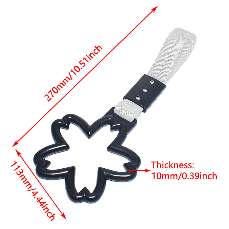 Black Car Warning Handle Strap Subway Bus Cherry Blossom Tsurikawa Ring JDM