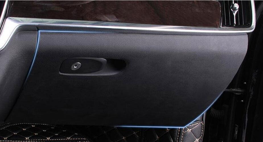 Black Leather for Co -pilot Anti-kick Decor Panel Pad for Volvo S90 2017-2022 1PCS
