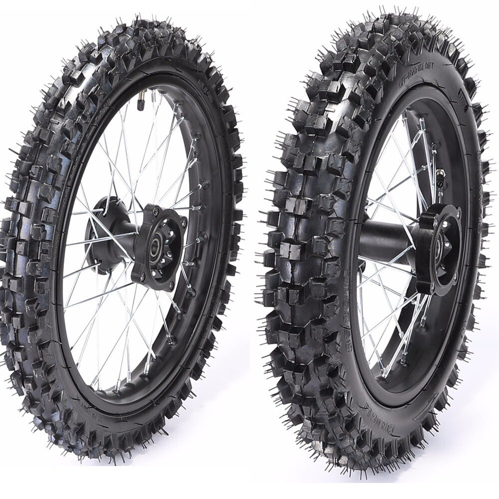 Front 60/100-14 + Rear 80/100-12 Tyre Rim Wheel for 70 110cc 125cc Pit Dirt Bike