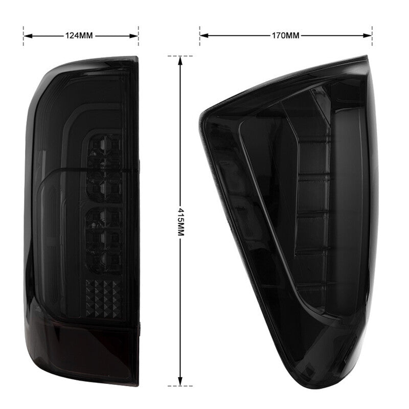 Left and right LED taillights and rear brake lights are compatible with the for Nissan Navara NP300 (2015-2019).