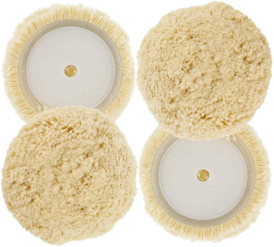 3-inch 100% wool hook-and-loop grip with cushioning pad for compound cutting and polishing