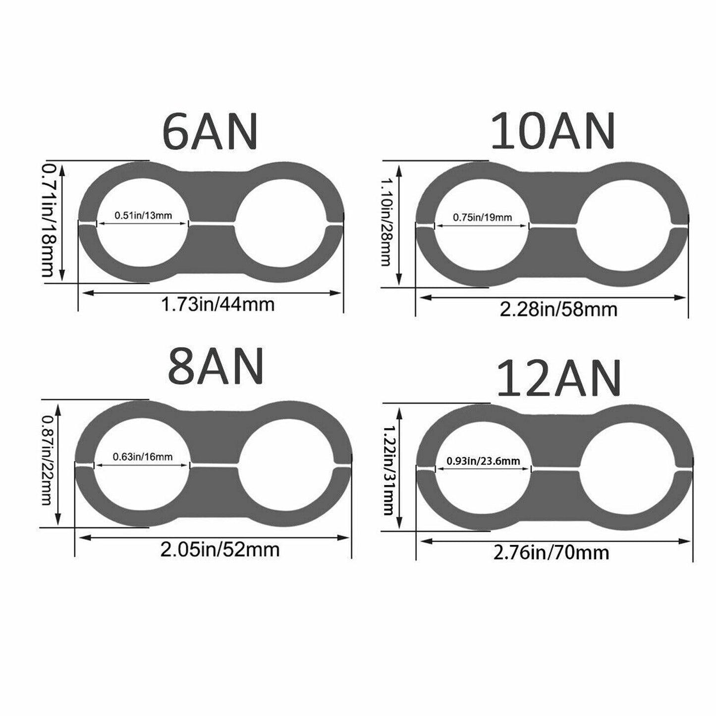 8Pcs Hose Separator Clamp Fitting Adapter Connector 12AN AN12 Oil Fuel Hose Line