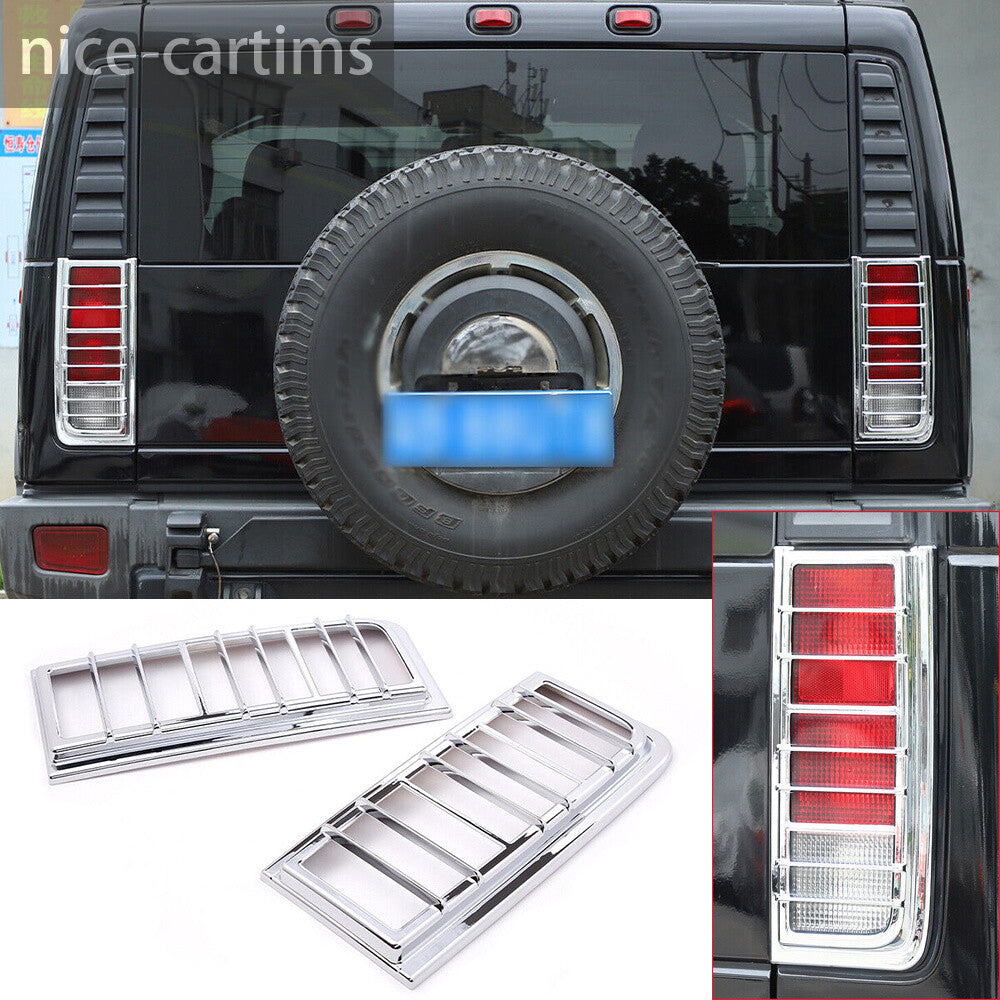 2¡ÁChrome ABS Rear Taillight Lamp Guard Cover For HUMMERH2 SUV Type 2003-2009