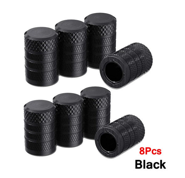 8-piece car tire valve cover rod air dust cover, black, universal, suitable for Toyota .