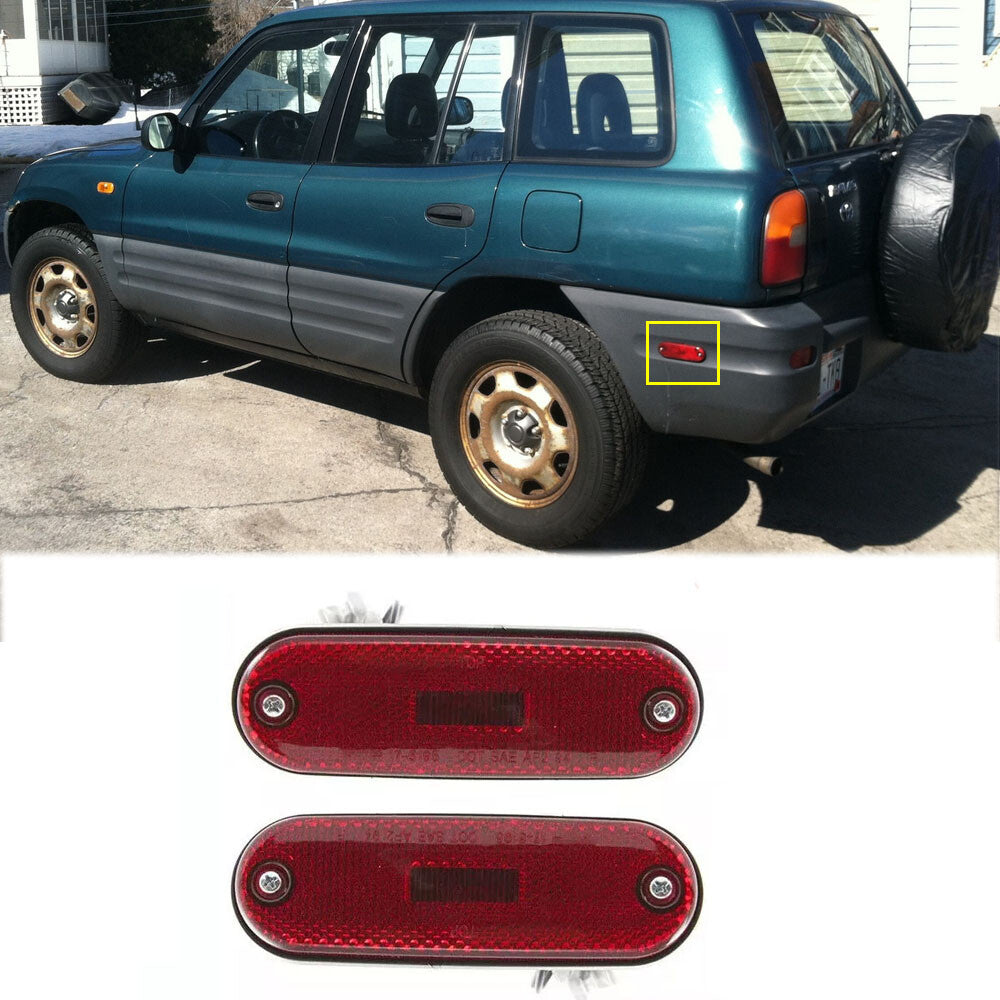 Pair Rear Reflector Side Marker Light with bulbs for Toyota rav4 Rav-4 1996-2000