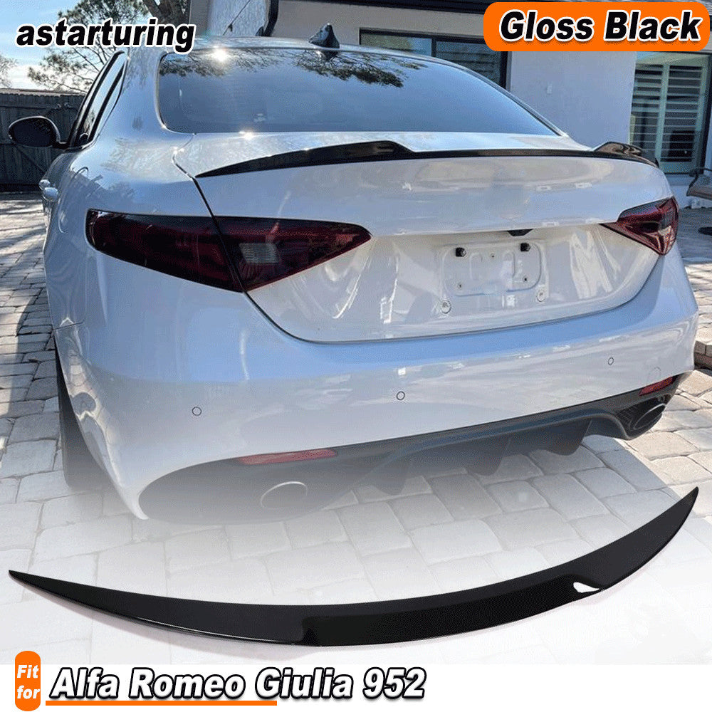 for Alfa Romeo Giulia Sedan 2015-2022 Glossy Black Rear Trunk Spoiler Wing Lip