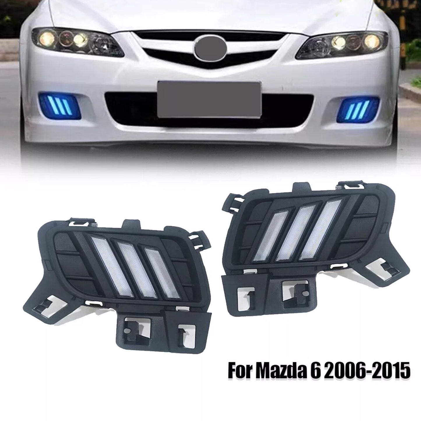 2PCS for Mazda 6 2006-2015 LED DRL Daytime Running Lights Fog Lamps Bumper