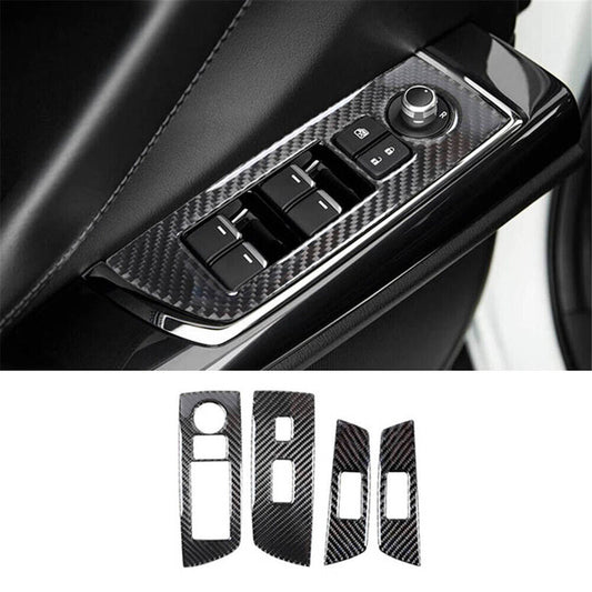 4PCS Carbon Fiber Interior Window Control Cover Trim for Mazda CX-9 Type B