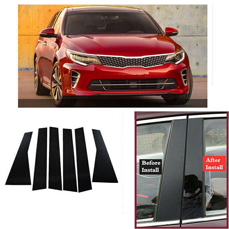 Piano Black Pillar Posts Door Window Molding Strip Trims for KIA Optima 2016-20