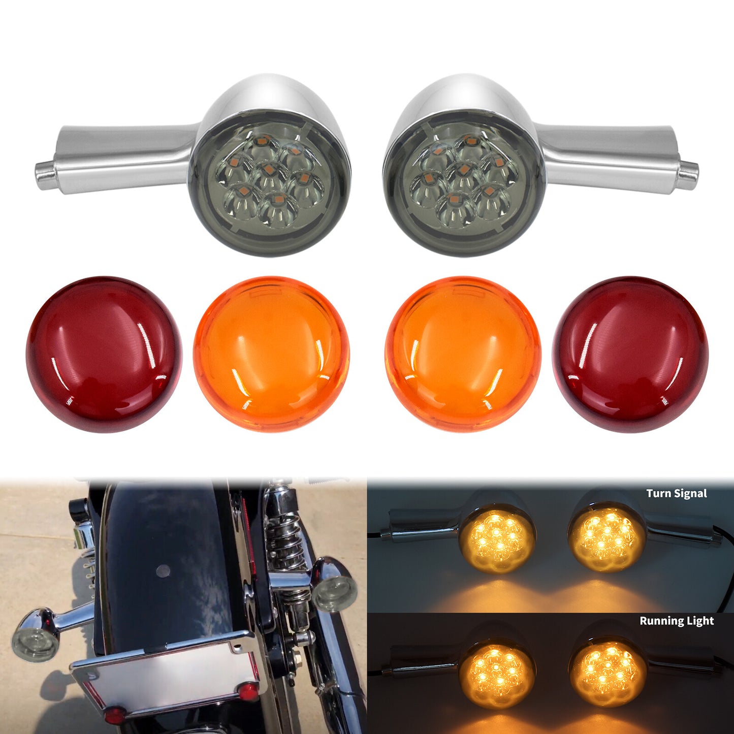 Chrome Long Bracket Rear Turn Signals Light for Harley Sportster 883 1200 92-22