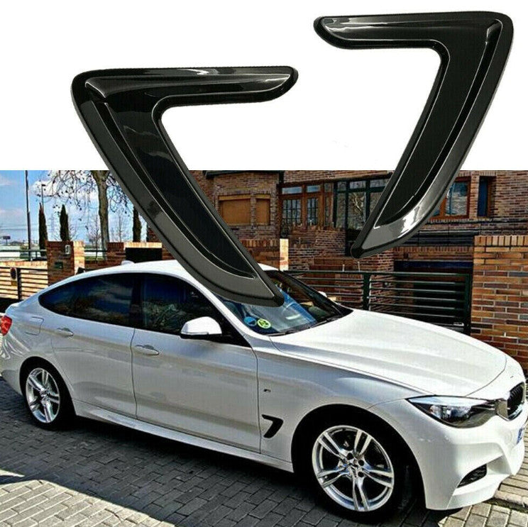2Pcs Black Side Fender Air Flow Vent Decor Cover Trim for BMW Universal Sport GT