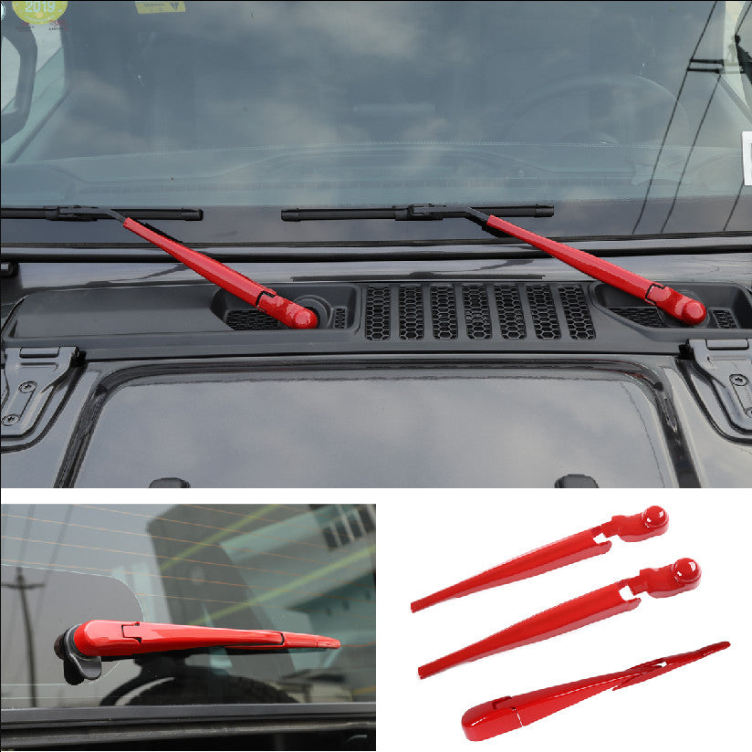 Red trim on front and rear windshield wipers for Jeep for Wrangler JL