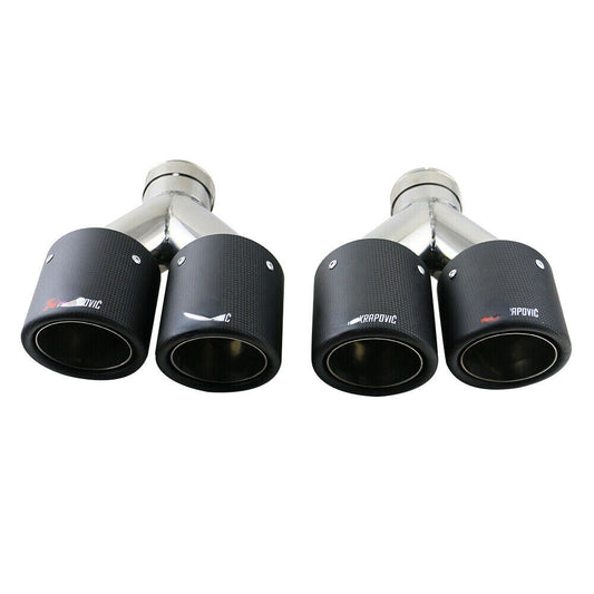 2PC For AK Carbon Fiber Exhaust Tip Dual Pipe ID:2.5 63mm OD:4 102mm Universal