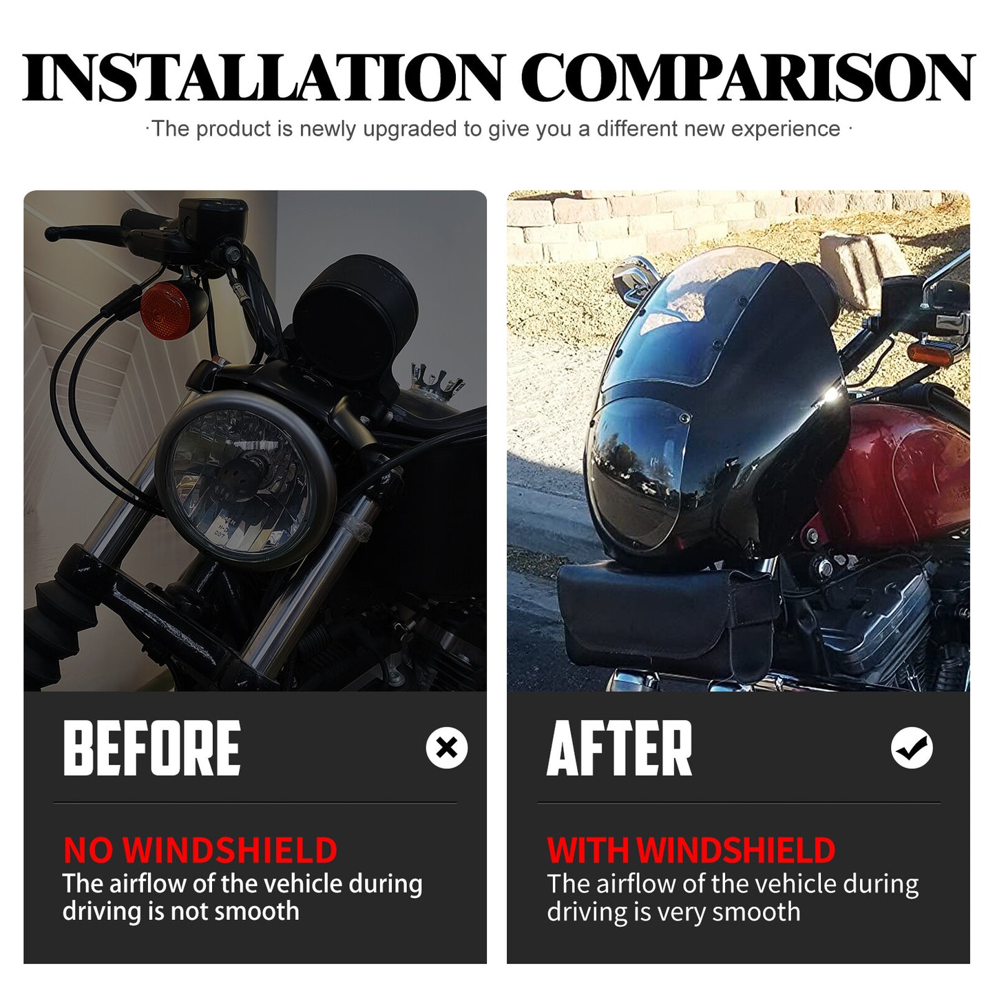 Clear Windshield Quarter Fairing ABS Kit Fit for Harley Sportster 883 1200 Dyna