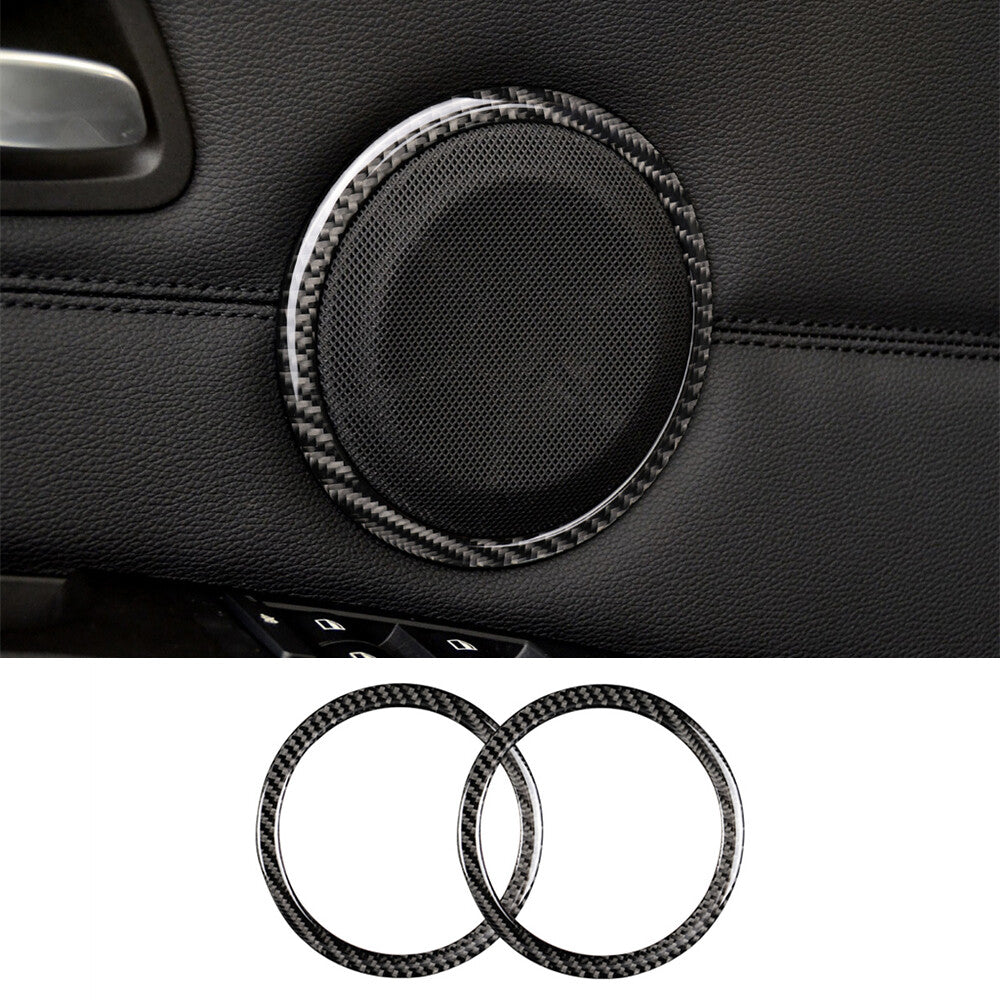 2¡ÁCarbon Fiber Door Speaker Ring Cover for BMW 3 Series E90 05-12 X1 E84 2008-12