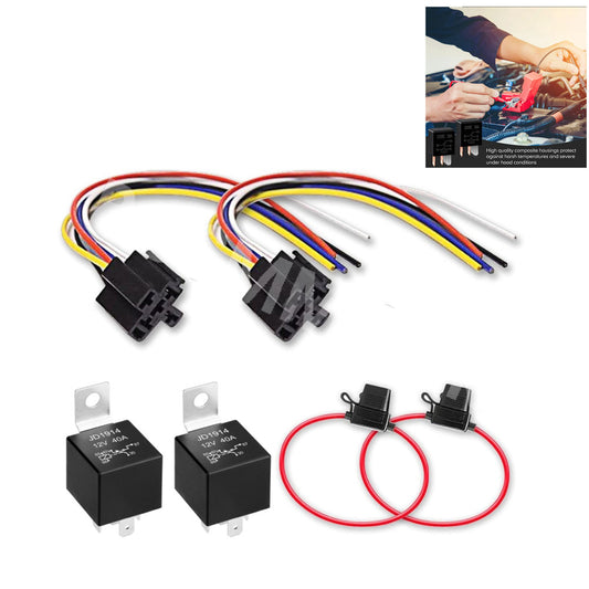 Car 12V 30/40A 5-Pin Spdt Relay With Relay Socket Fuse Holder Automotive SPDT