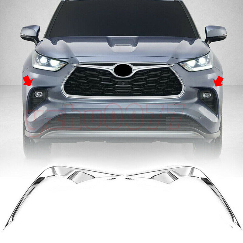 for Toyota Highlander 20-23 Chrome Front bumper Fog Light Lamp Eyelid Trim Strip