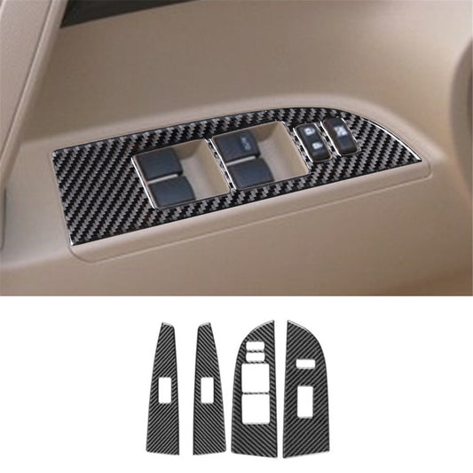4Pcs Window Lift Button Trim Cover Carbon Fiber for Toyota Highlander 2008-2013