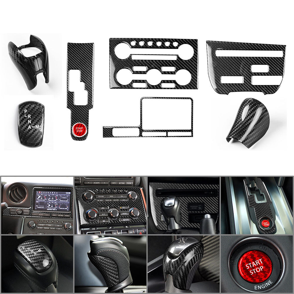 9Pcs Center Console Gear Shift Panel Decoration Cover Trim FIT for Nissan GTR R35