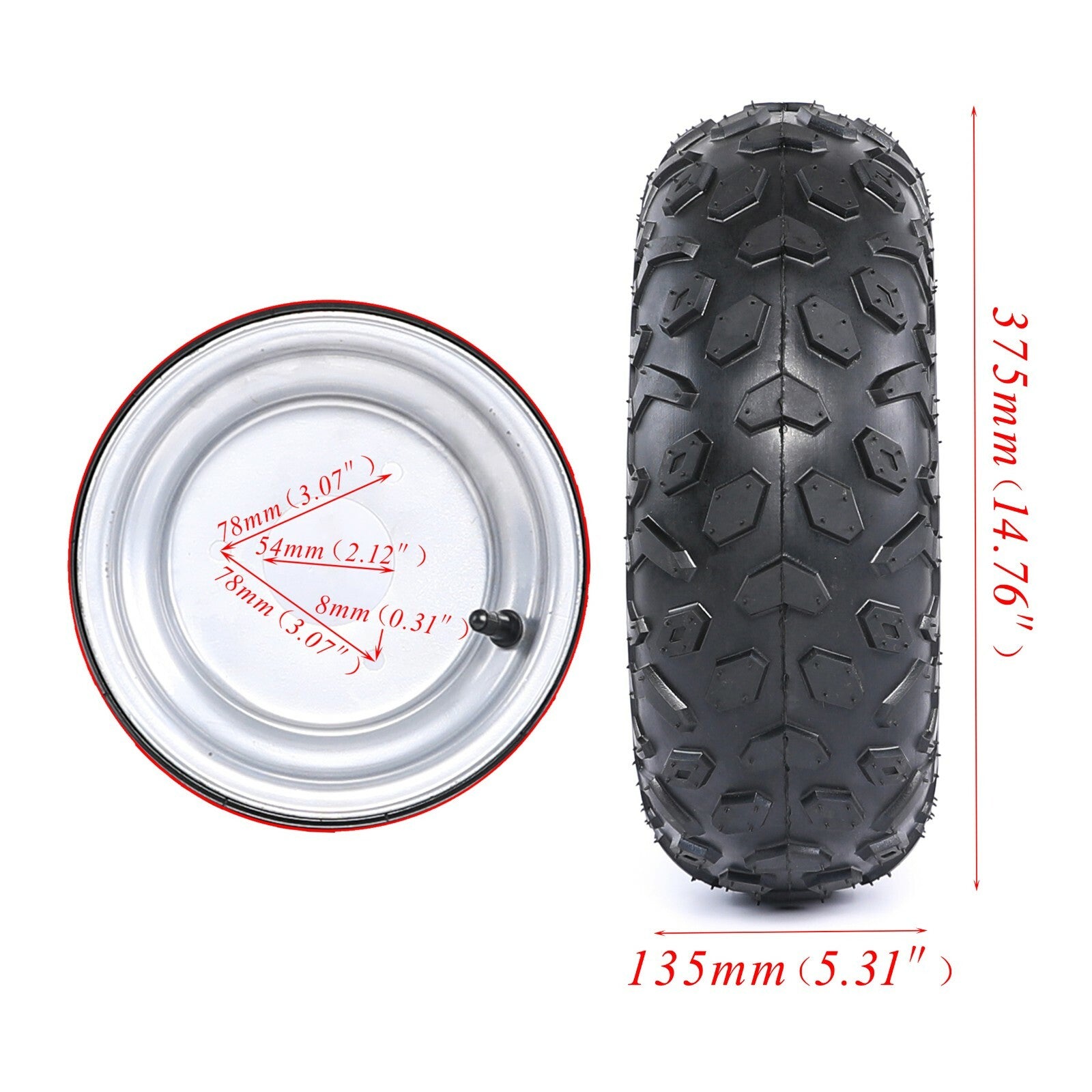4-piece 145/70-6 tire and rim set suitable for Taodao all-terrain vehicles, off-road vehicles, off-road bicycles, and go-karts.