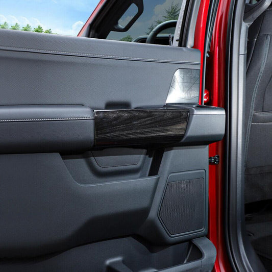 Suitable for 21-23 for Ford F-150 Black Wood Grain Interior Rear Door Handle Panel Trim Cover 2P