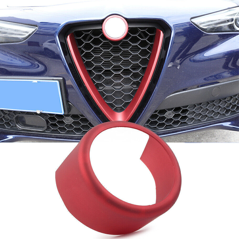 Car Front Grille Grill Logo Emblem Ring Trim Fit for Alfa Romeo for Stelvio 2017-2020 18