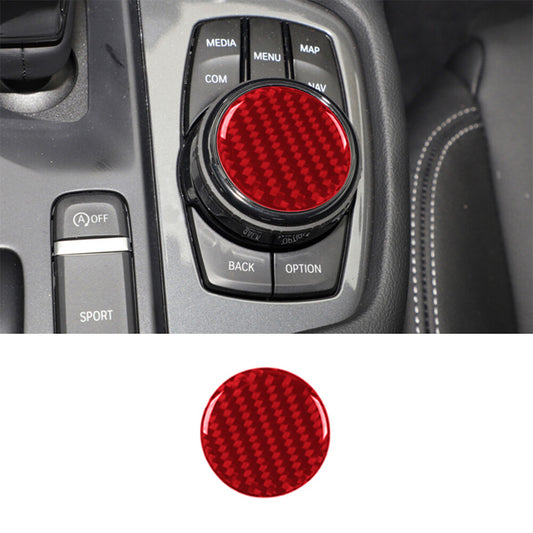 Red Carbon Fiber Multimedia Knob Button Cover Trim for Toyota Supra A90 2019-22