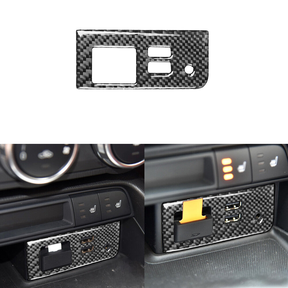 for Mazda MX-5 2016-2020 Carbon Fiber Interior USB Charger Port Panel Cover Trim