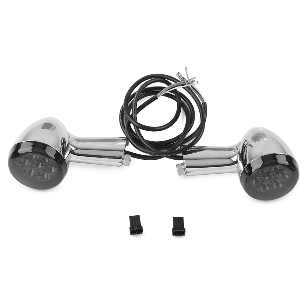 LED Blinker hint for Harley Sportster XL 883 1200 1992-2022 Chrom + Hellbraun